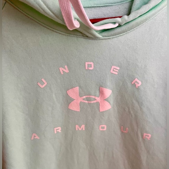 Under Armour Women's 1X Mint Green Hoodie Cozy Pastel Athleisure Designer Cotton - Picture 5 of 14